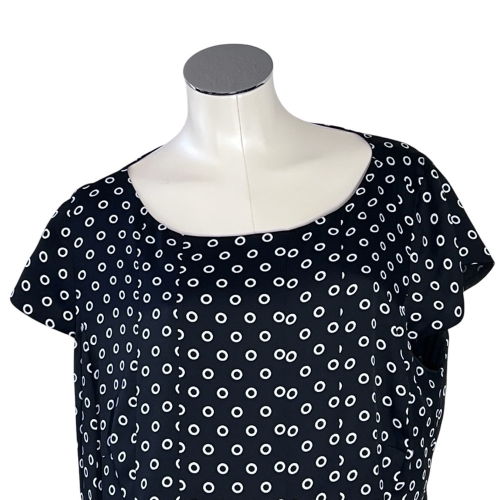 JONES NEW YORK Black White Polka Dot Short Sleeve Dress Women's Size 14W - Picture 6 of 16